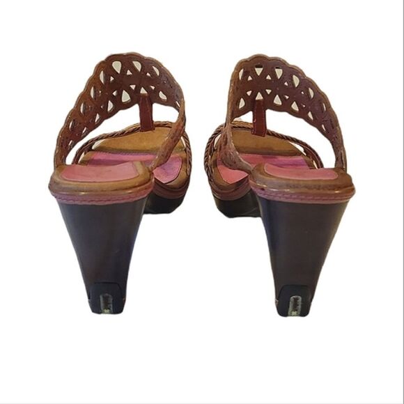 Jambu Luxe Metro Style Tan Leather Cutout Braided High Heel Sandals Size 8 1/2 - Picture 4 of 9